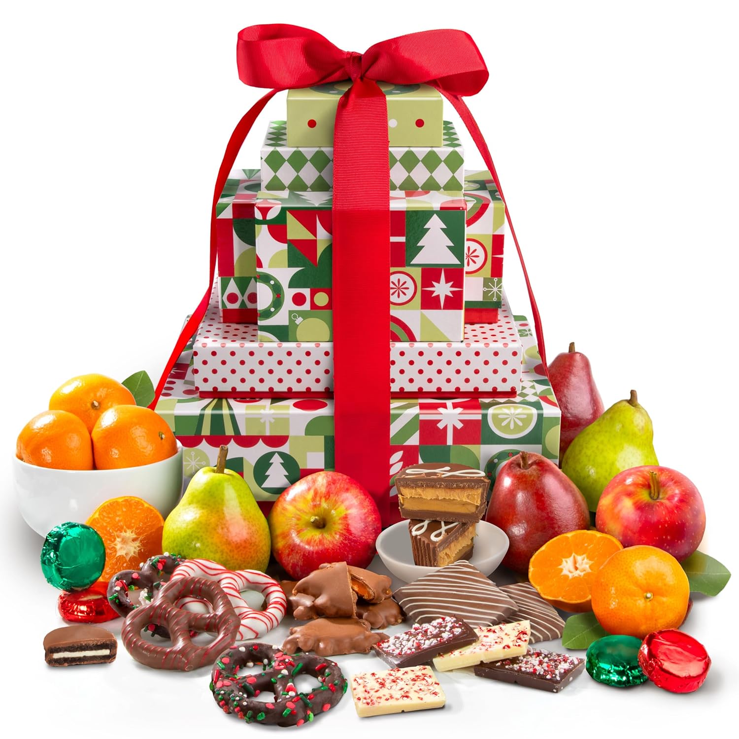 Merry Christmas Fruit & Treats Gift Tower