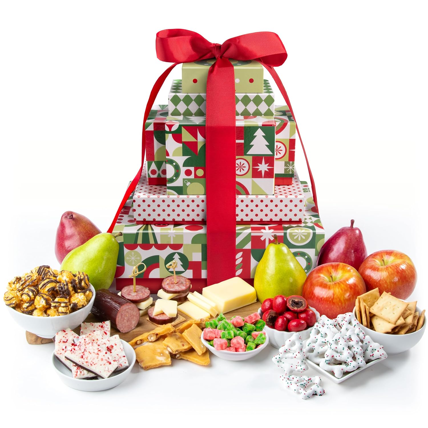 Merry Christmas Fruit & Treats Gift Tower