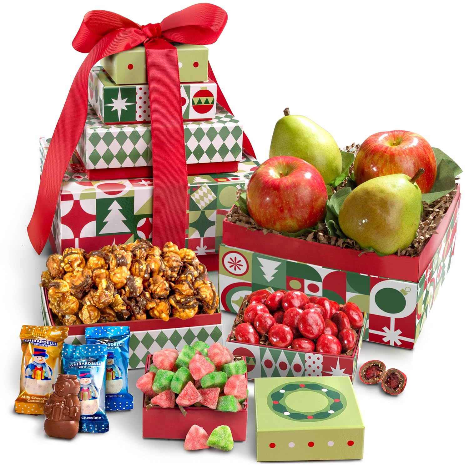 Merry Christmas Fruit & Treats Gift Tower